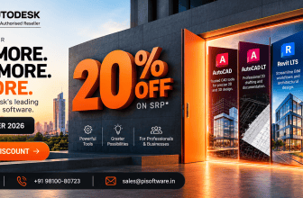 PI Software Autodesk limited-time offer banner featuring 20% off on AutoCAD, AutoCAD LT, Revit LTS, 3ds Max, and Maya from 22–28 October 2026.